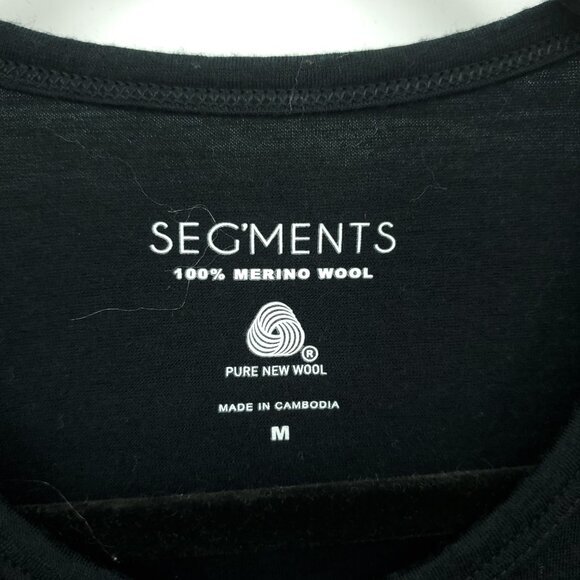 Seg'ments 100% Merino Wool Crew Neck Long Sleeve Base Layer Top M Black - Picture 3 of 14